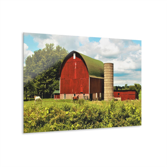 U R There Photography Elmwood Road Red and Horses Rustic Farmhouse Acrylic Wall Print