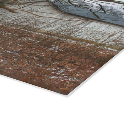 U R There Photography Norway Lake Road Hidden White Rustic Farmhouse Tempered-Glass Cutting Board