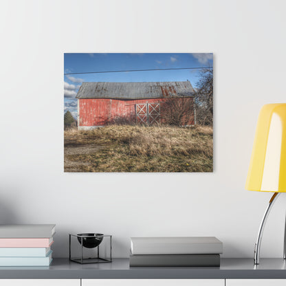 U R There Photography Lapeer Road Crooked Red Rustic Farmhouse Acrylic Wall Print