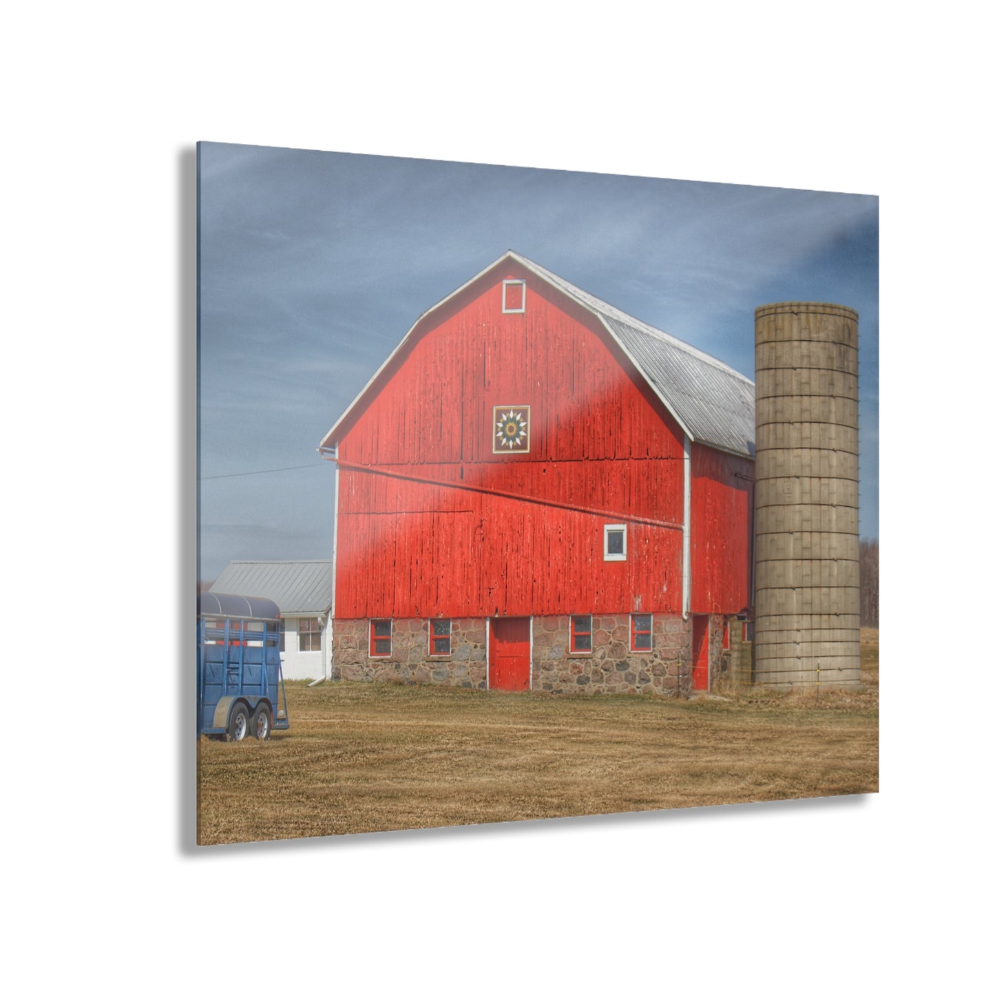 U R There Photography West Brown Road Quilted Red Rustic Farmhouse Acrylic Wall Print