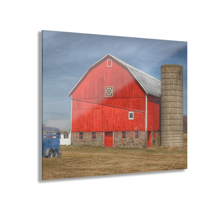 U R There Photography West Brown Road Quilted Red Rustic Farmhouse Acrylic Wall Print