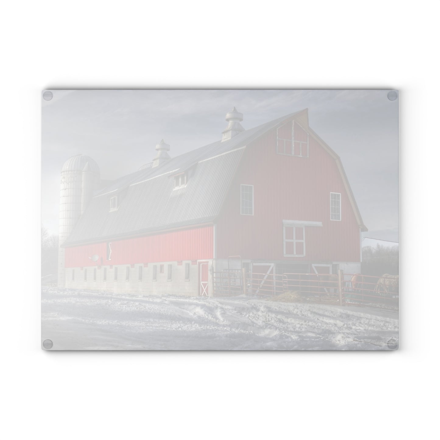 U R There Photography Casey Road Red Rustic Farmhouse Tempered-Glass Cutting Board
