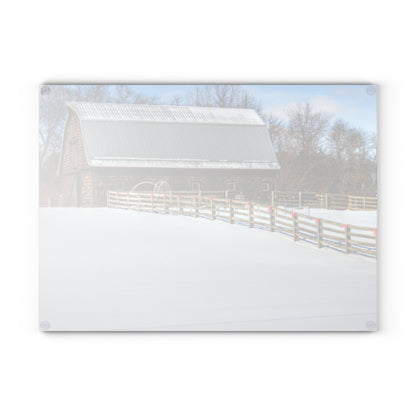 U R There Photography Morgan Lanes Cedar Shake Barn Rustic Farmhouse Tempered-Glass Cutting Board