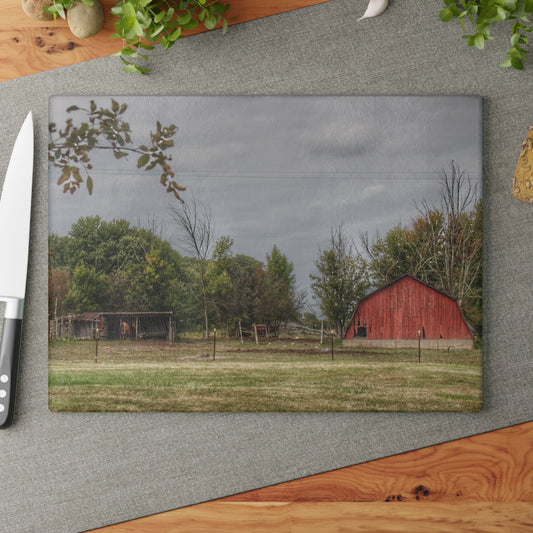 U R There Photography Petz Road Farm Rustic Farmhouse Tempered-Glass Cutting Board