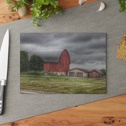 U R There Photography M-24 Country Bench Barn Rustic Farmhouse Tempered-Glass Cutting Board