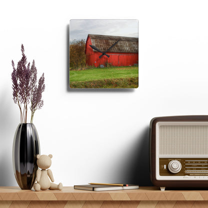 U R There Photography Oak Road Barber Barn I Rustic Farmhouse Acrylic Analog Wall Clock