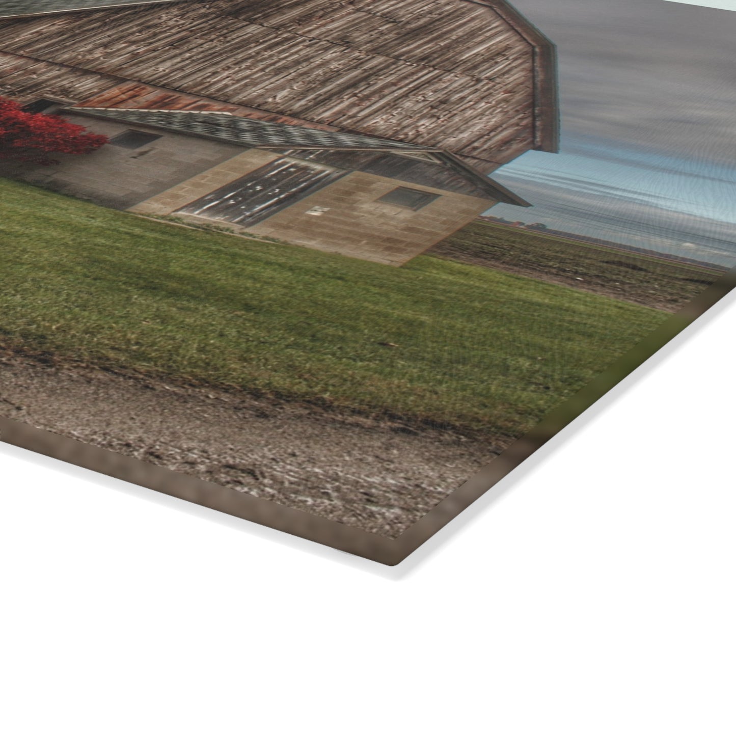 U R There Photography Roedel Road Red Rustic Farmhouse Tempered-Glass Cutting Board