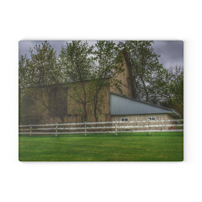 U R There Photography Grange Hall Road Whitewash Grey Rustic Farmhouse Tempered-Glass Cutting Board