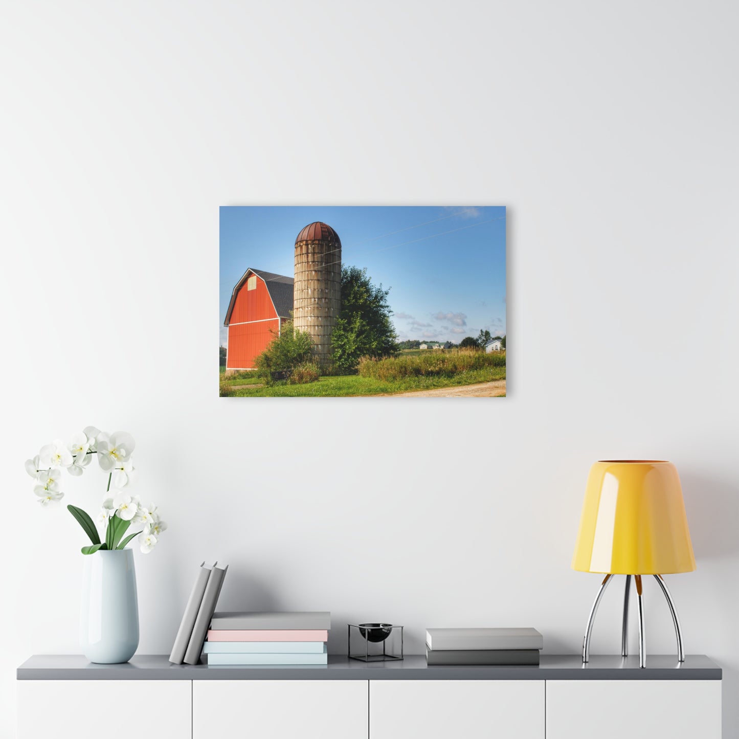 U R There Photography August Red and Silo Rustic Farmhouse Acrylic Wall Print