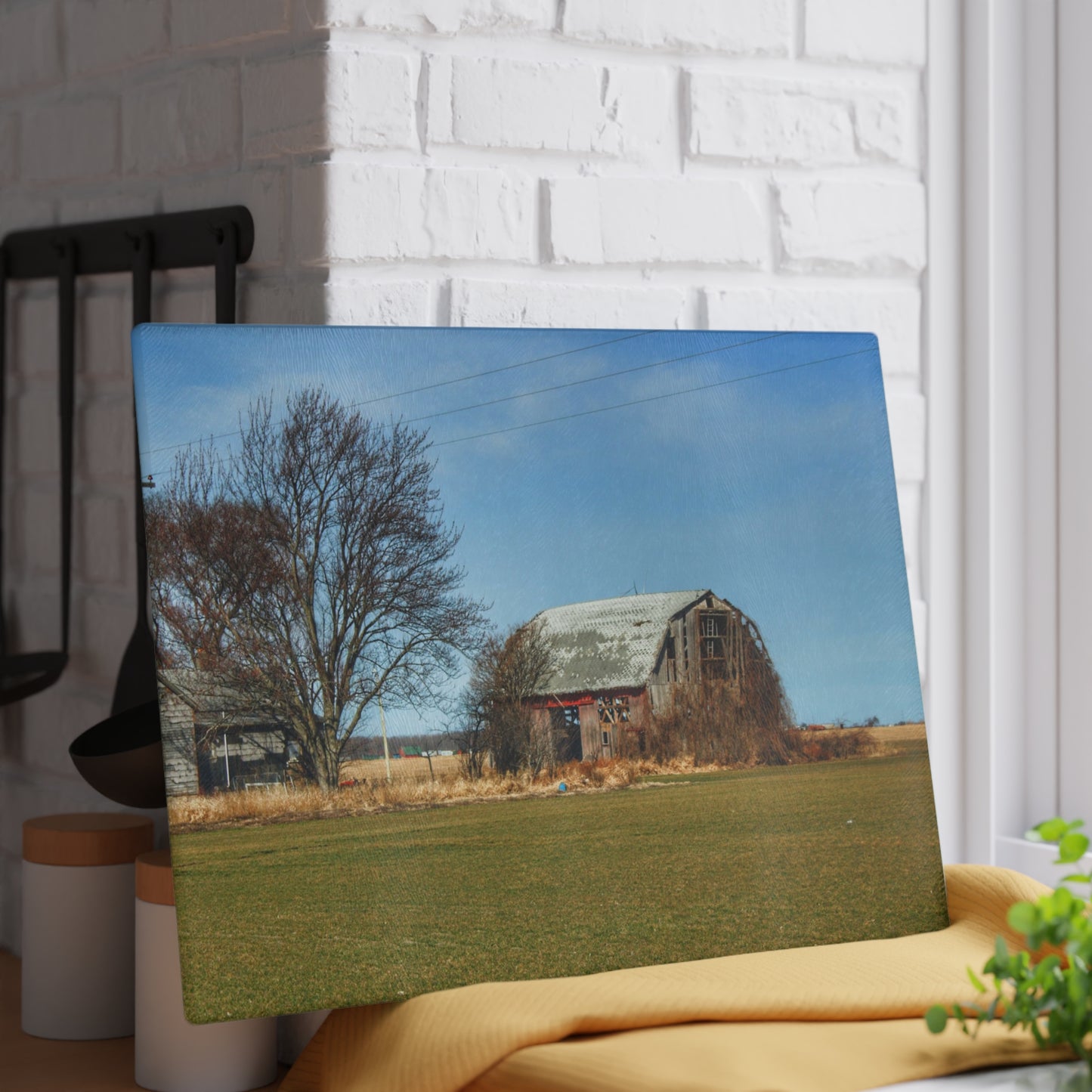 U R There Photography Bay City - Forestville Forgotten Grey Rustic Farmhouse Tempered-Glass Cutting Board