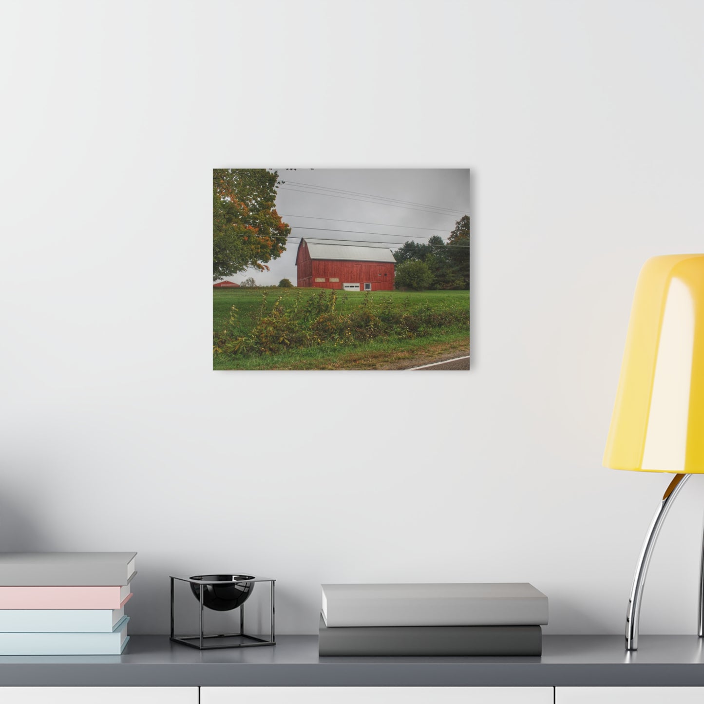 U R There Photography Bronson Lake Road Red Rustic Farmhouse Acrylic Wall Print