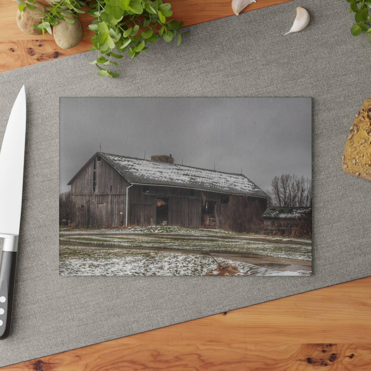 U R There Photography Wilder Road Grey in Spring Rustic Farmhouse Tempered-Glass Cutting Board