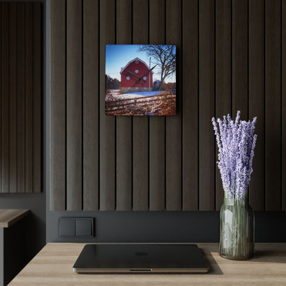 U R There Photography Groveland Red Rustic Farmhouse Acrylic Analog Wall Clock