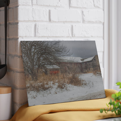 U R There Photography Midwinter Red Rustic Farmhouse Tempered-Glass Cutting Board