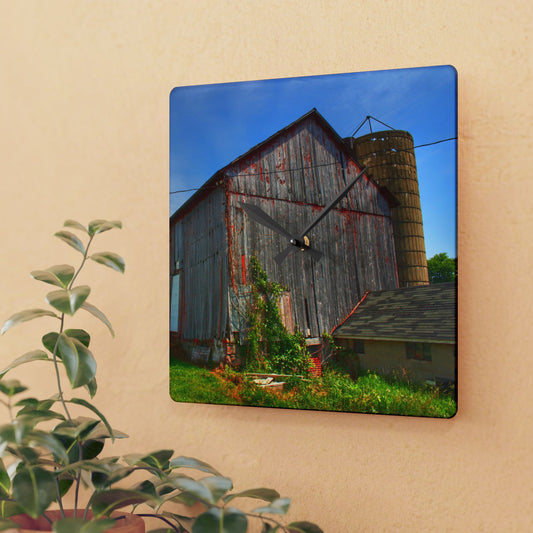 U R There Photography Marlette Red II Rustic Farmhouse Acrylic Analog Wall Clock