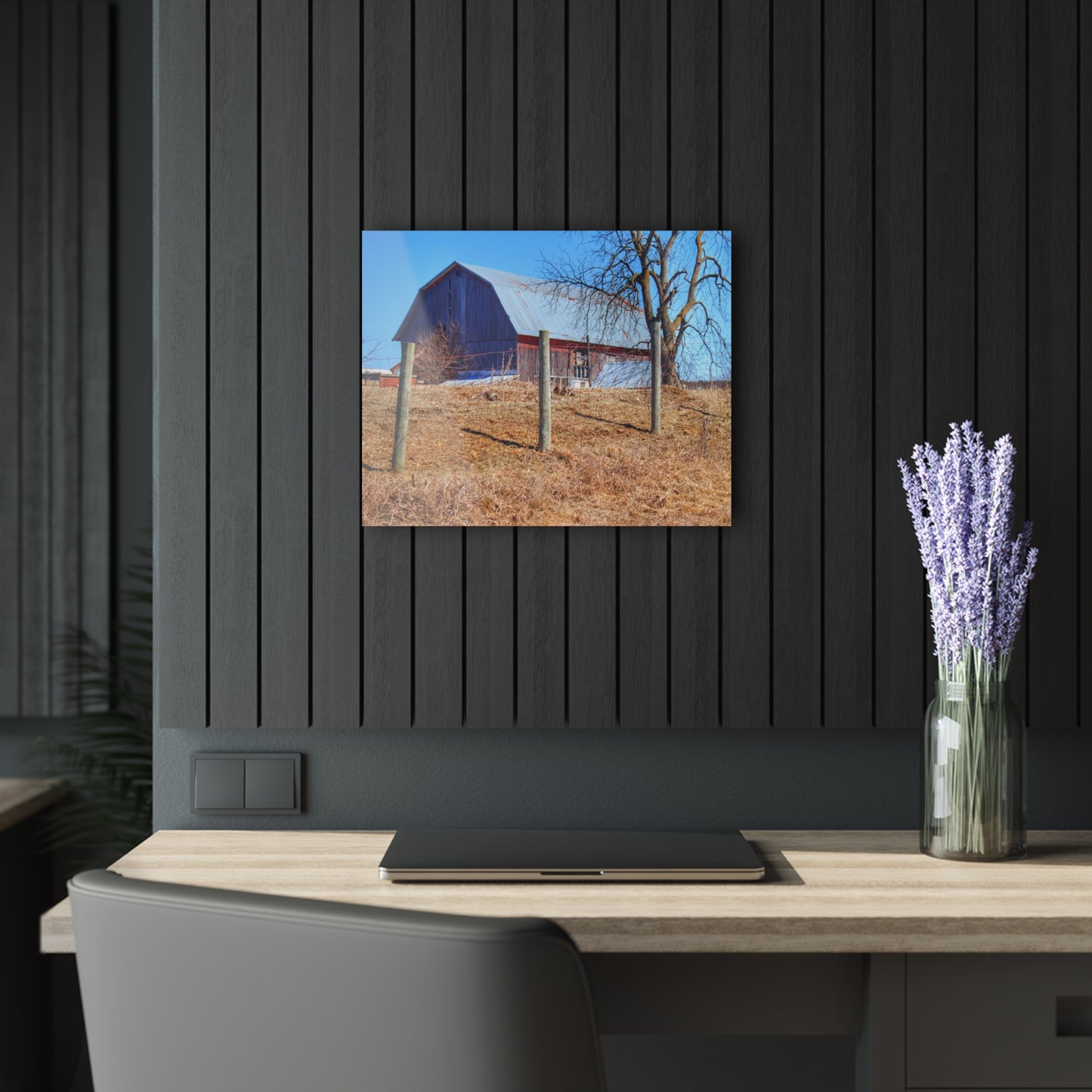 U R There Photography Marathon Haybarn on the Hill II Rustic Farmhouse Acrylic Wall Print