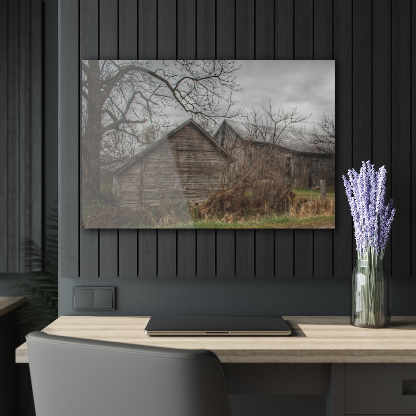 U R There Photography Bowers Road Greys II Rustic Farmhouse Acrylic Wall Print