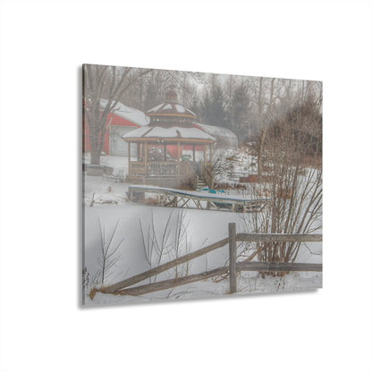 U R There Photography Columbiaville Gazebo in Winter Rustic Farmhouse Acrylic Wall Print
