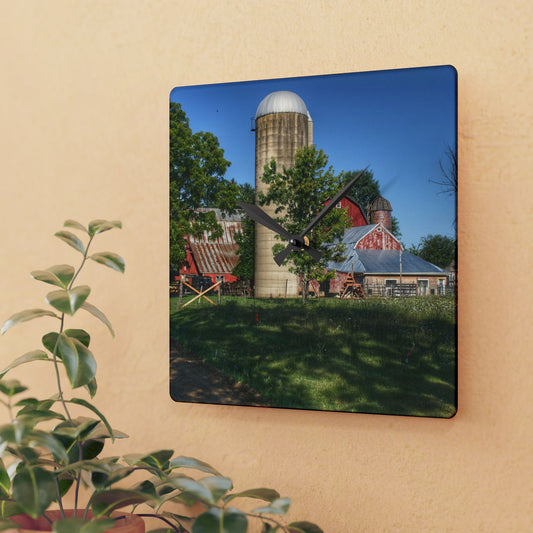 U R There Photography Tody Road Reds Rustic Farmhouse Acrylic Analog Wall Clock