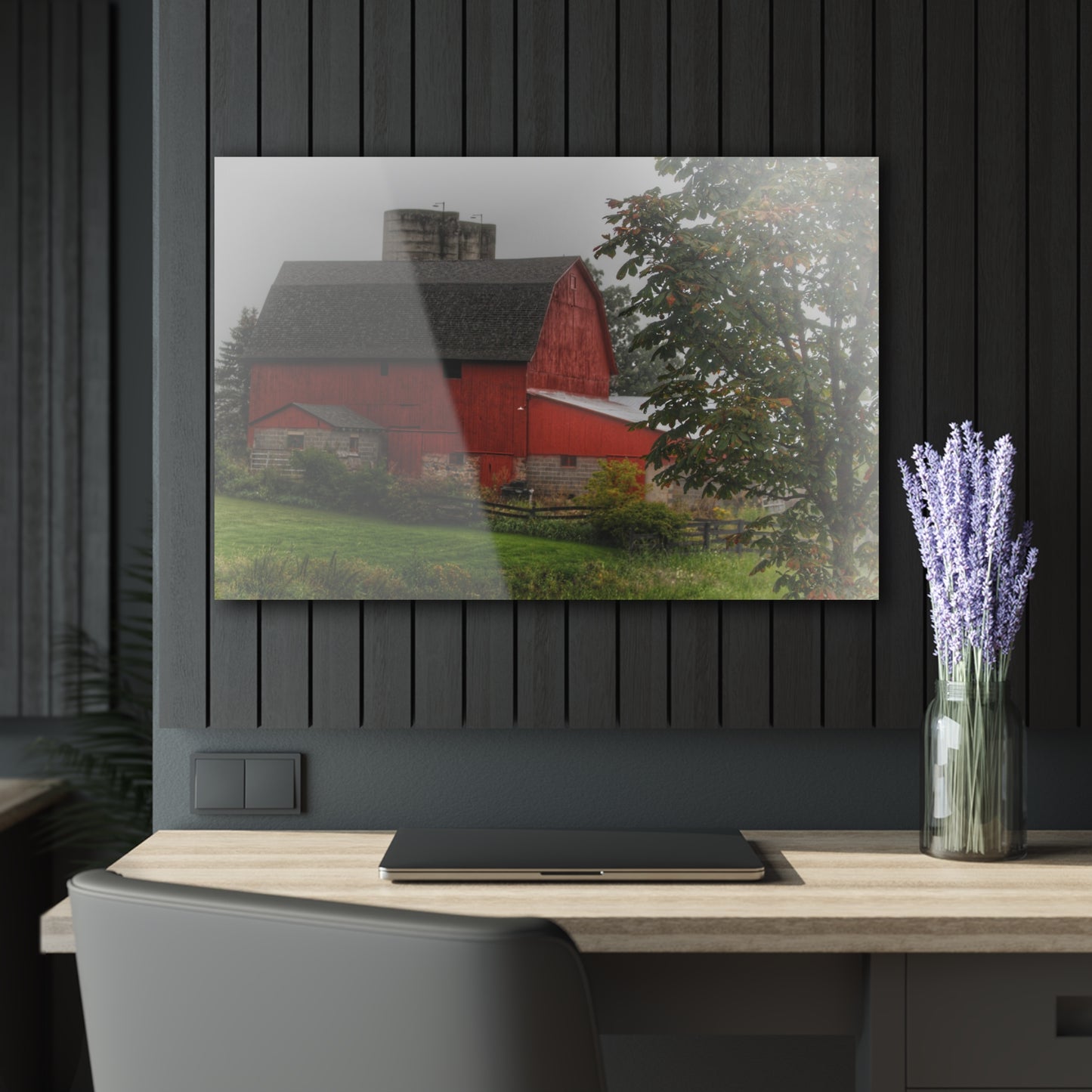 U R There Photography Five Lakes Road Red I Rustic Farmhouse Acrylic Wall Print