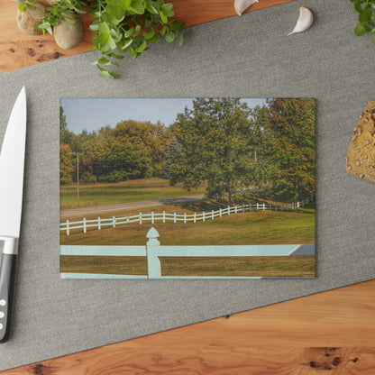 U R There Photography Beyond the White Fences Rustic Farmhouse Tempered-Glass Cutting Board