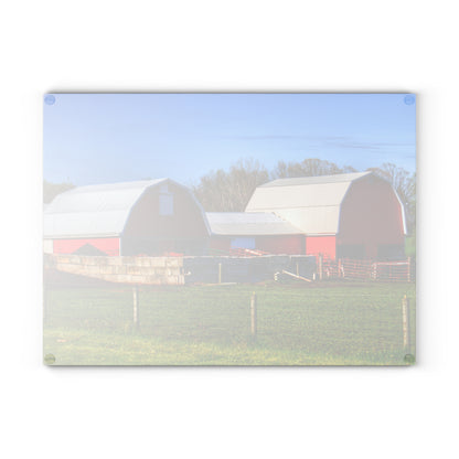 U R There Photography M-15 Reds Rustic Farmhouse Tempered-Glass Cutting Board