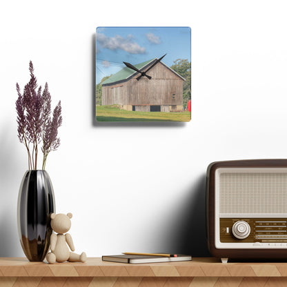 U R There Photography Kingston Road Grey Rustic Farmhouse Acrylic Analog Wall Clock