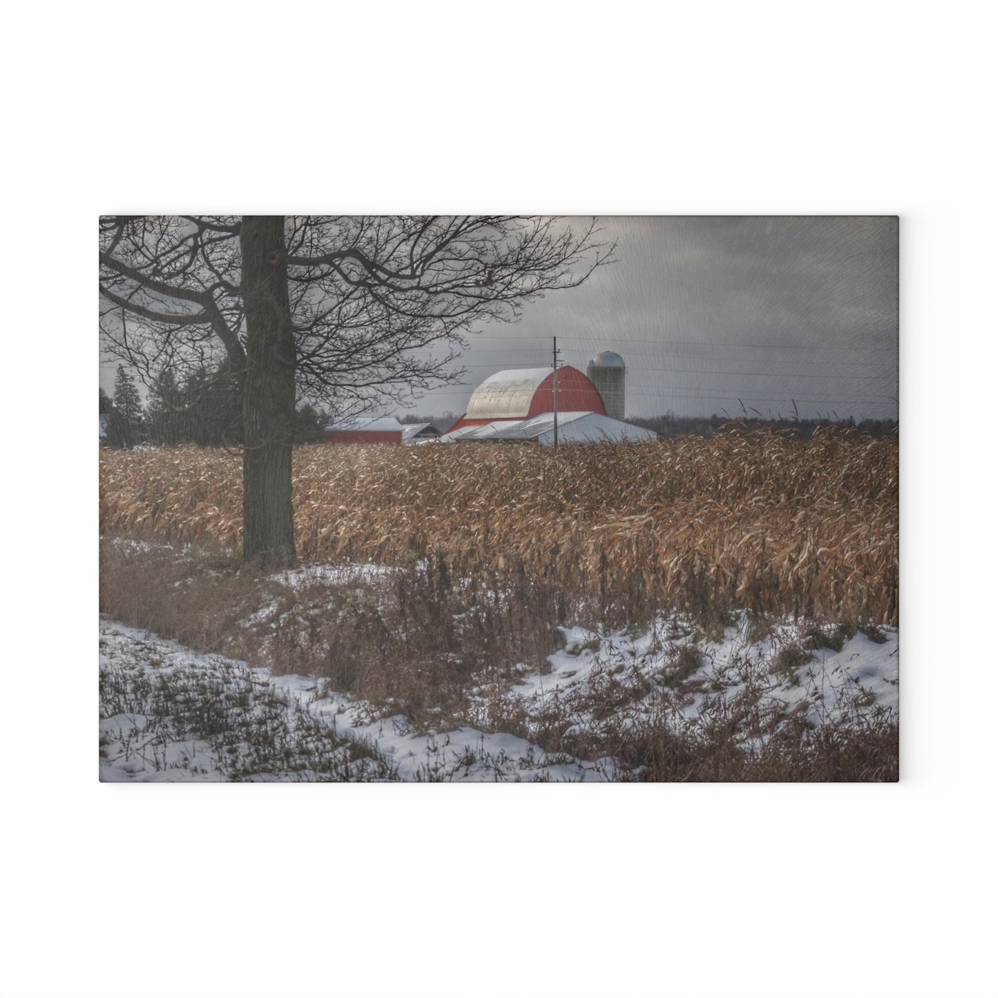 U R There Photography Edward Road Red Rustic Farmhouse Tempered-Glass Cutting Board