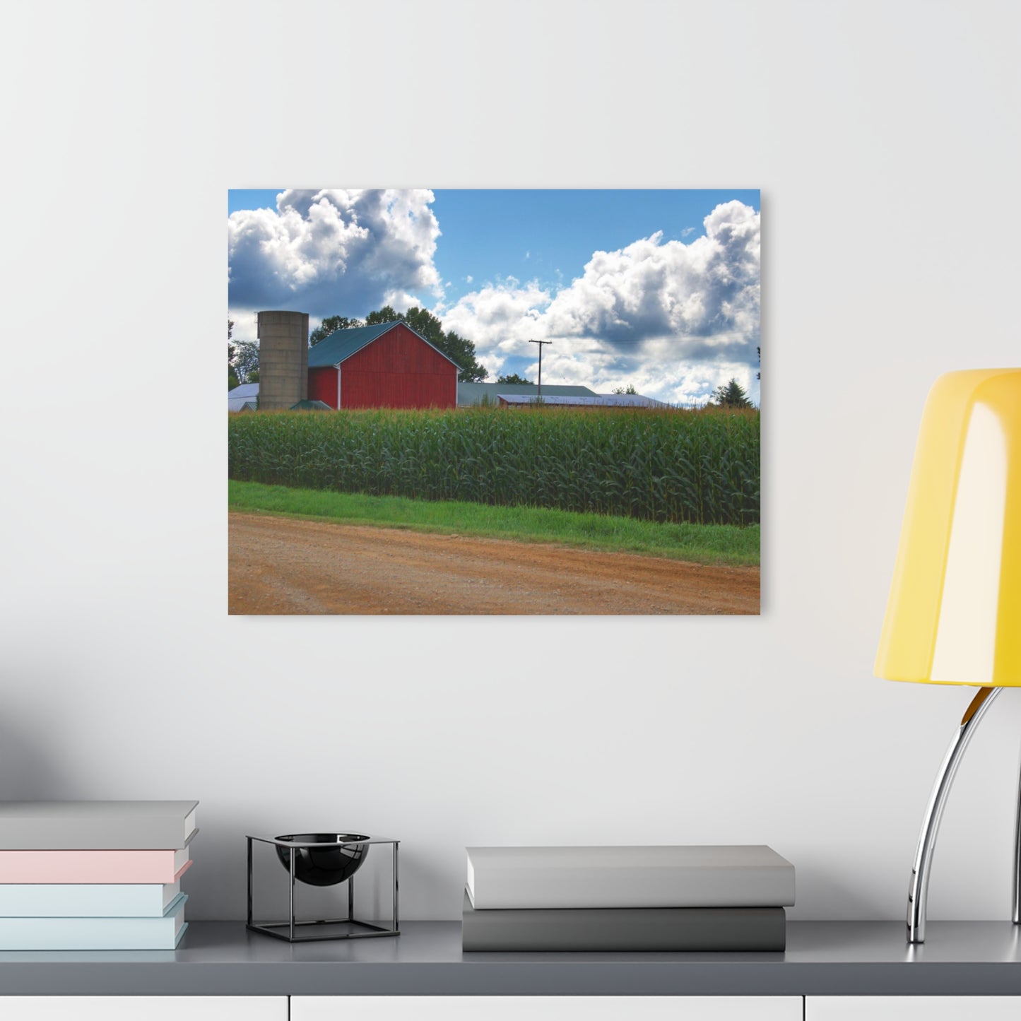 U R There Photography East Brown Road Red Rustic Farmhouse Acrylic Wall Print