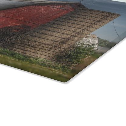 U R There Photography McDowell Road Red Rustic Farmhouse Tempered-Glass Cutting Board