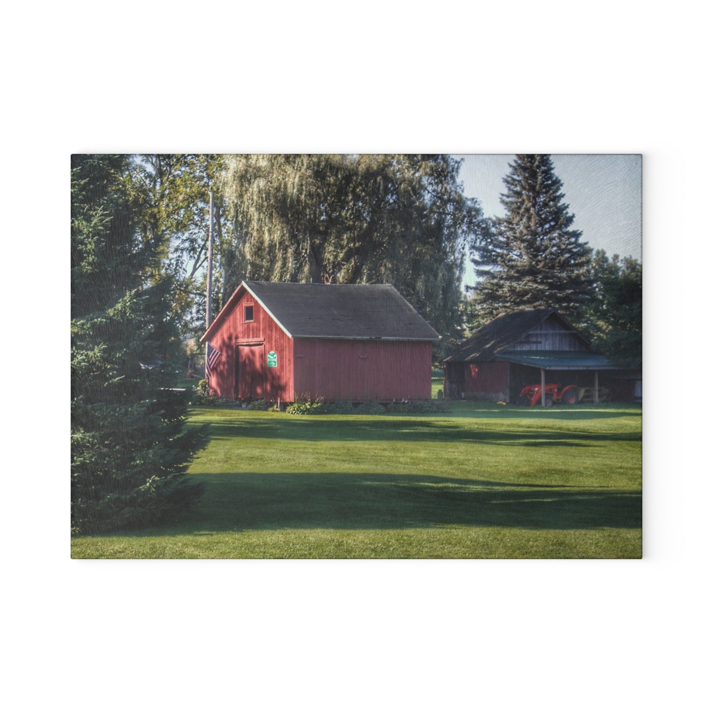 U R There Photography Rochester Road Mini-Reds Rustic Farmhouse Tempered-Glass Cutting Board