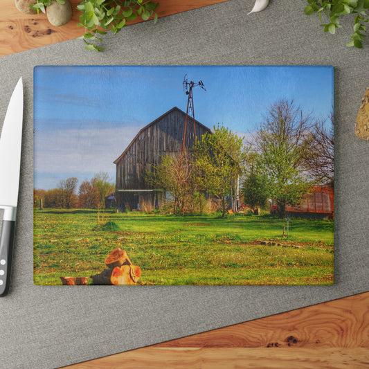 U R There Photography Sohn Road Greys Rustic Farmhouse Tempered-Glass Cutting Board