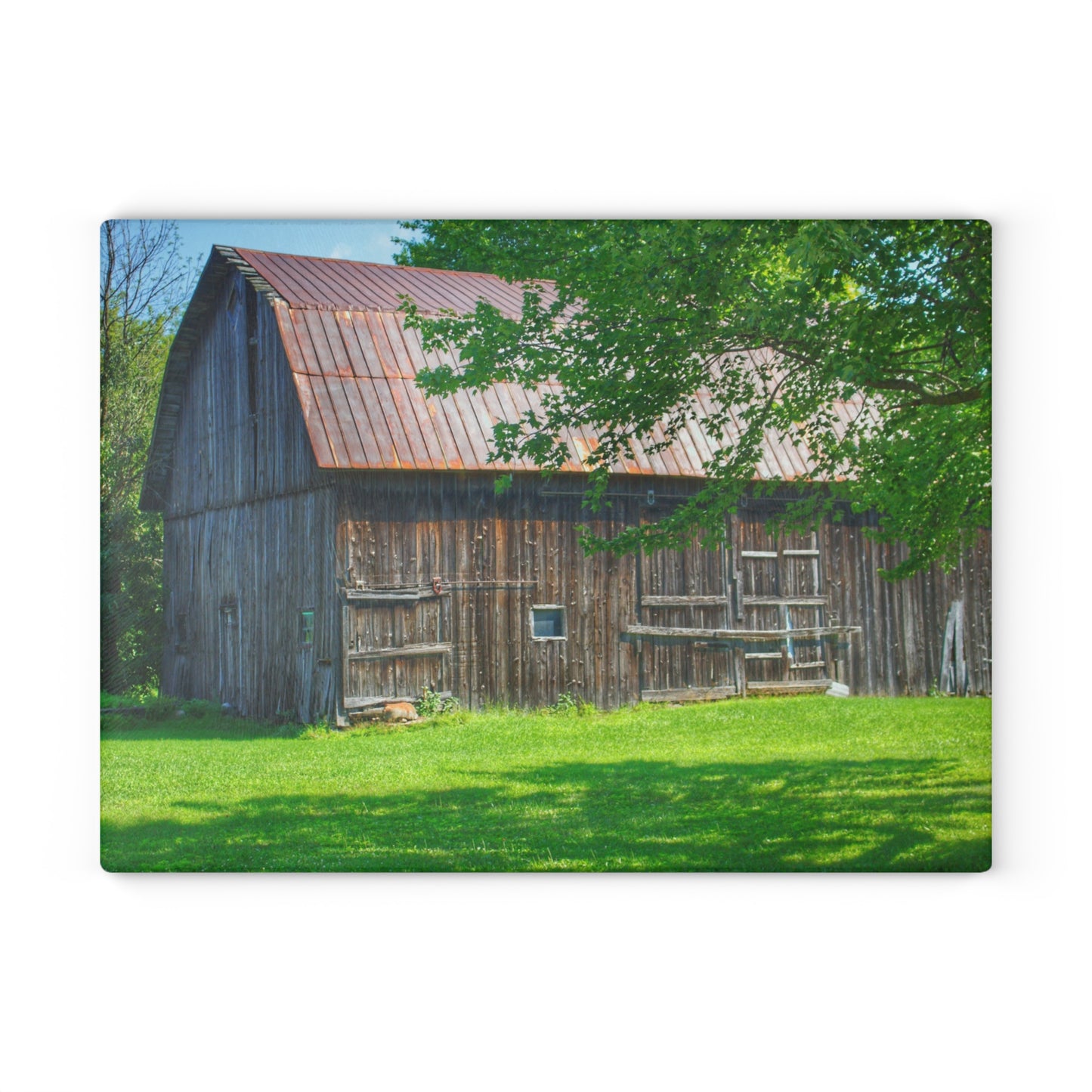 U R There Photography Sergent Road Grey Rustic Farmhouse Tempered-Glass Cutting Board