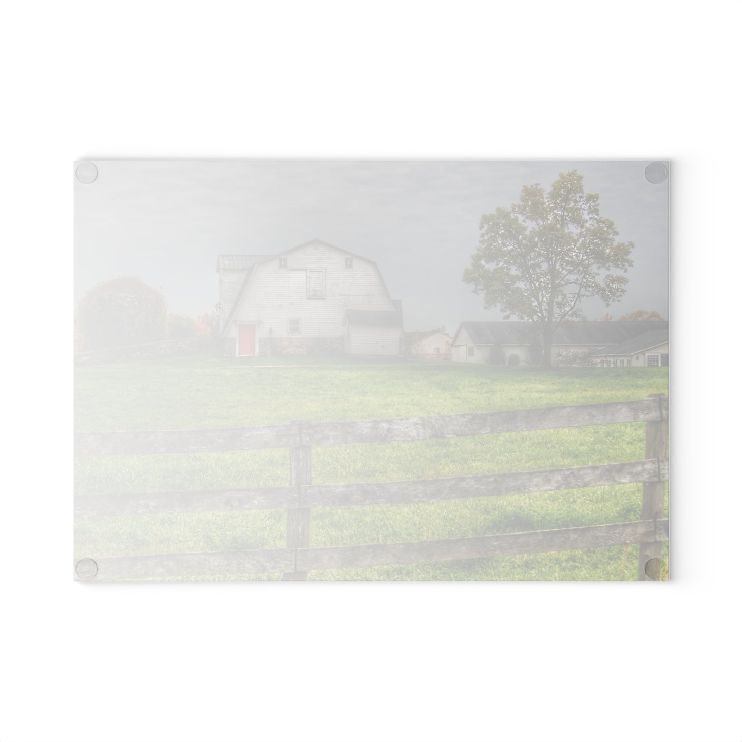 U R There Photography Hill Road Hillside White Rustic Farmhouse Tempered-Glass Cutting Board