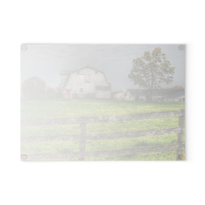 U R There Photography Hill Road Hillside White Rustic Farmhouse Tempered-Glass Cutting Board