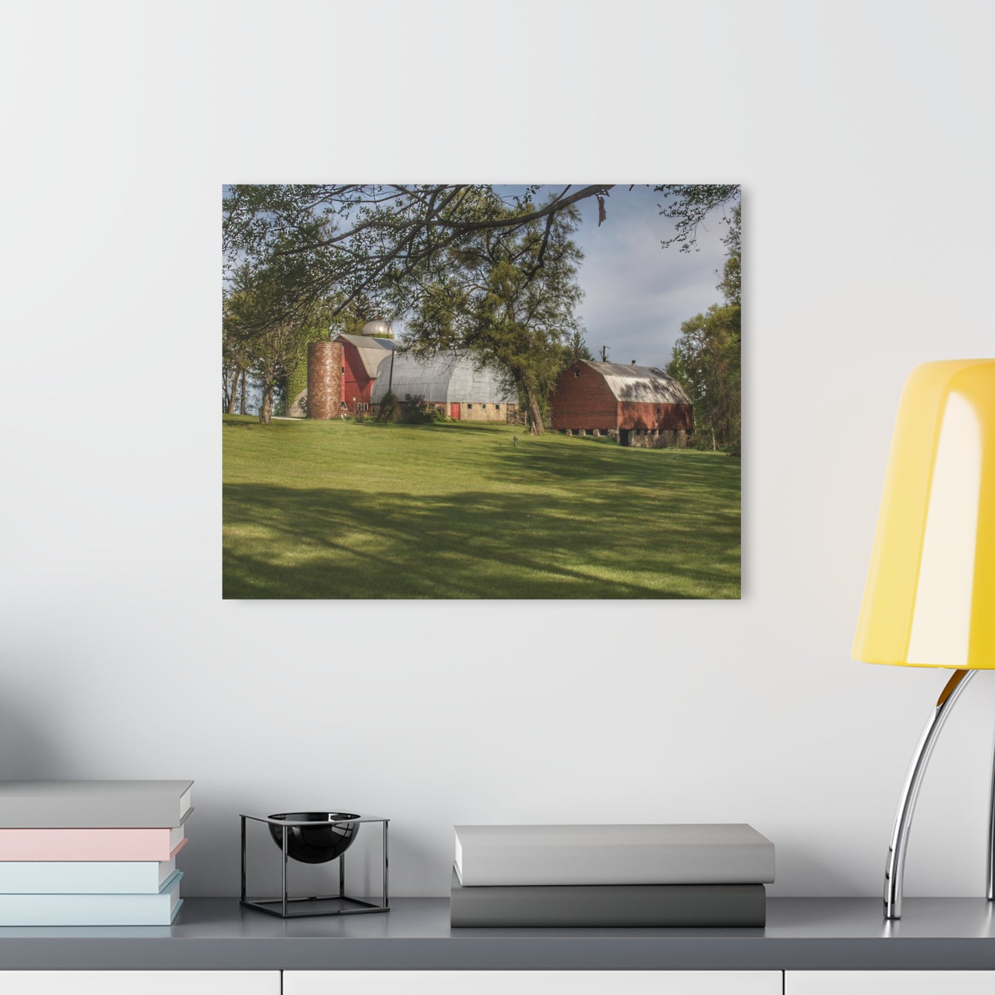 U R There Photography Clark Park Road Reds Rustic Farmhouse Acrylic Wall Print