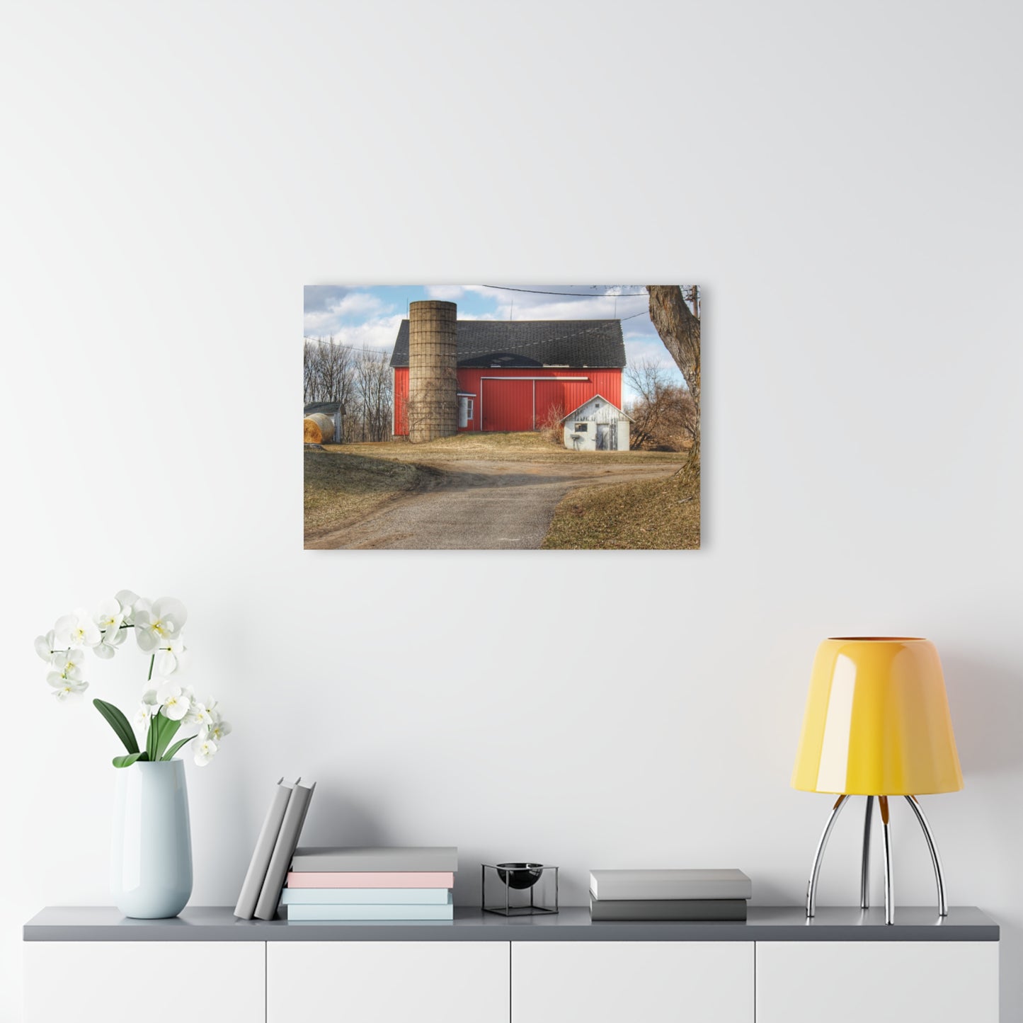 U R There Photography Mayville Road Red and Silo Rustic Farmhouse Acrylic Wall Print