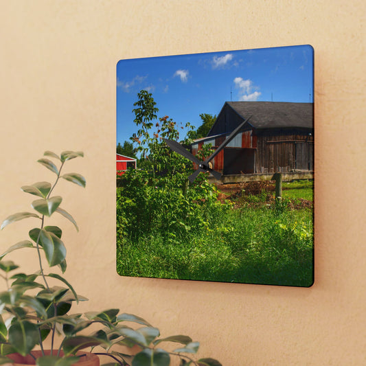 U R There Photography Beyond the Fence on Hunters Creek Rustic Farmhouse Acrylic Analog Wall Clock