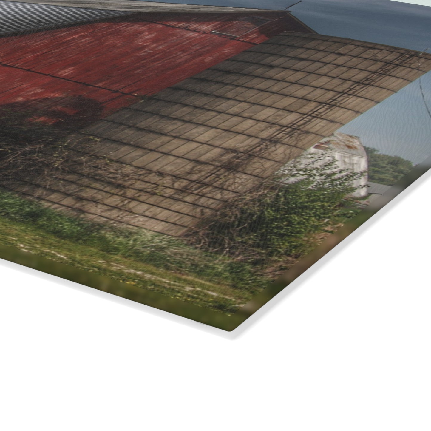 U R There Photography McDowell Road Red Rustic Farmhouse Tempered-Glass Cutting Board