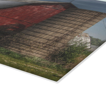 U R There Photography McDowell Road Red Rustic Farmhouse Tempered-Glass Cutting Board