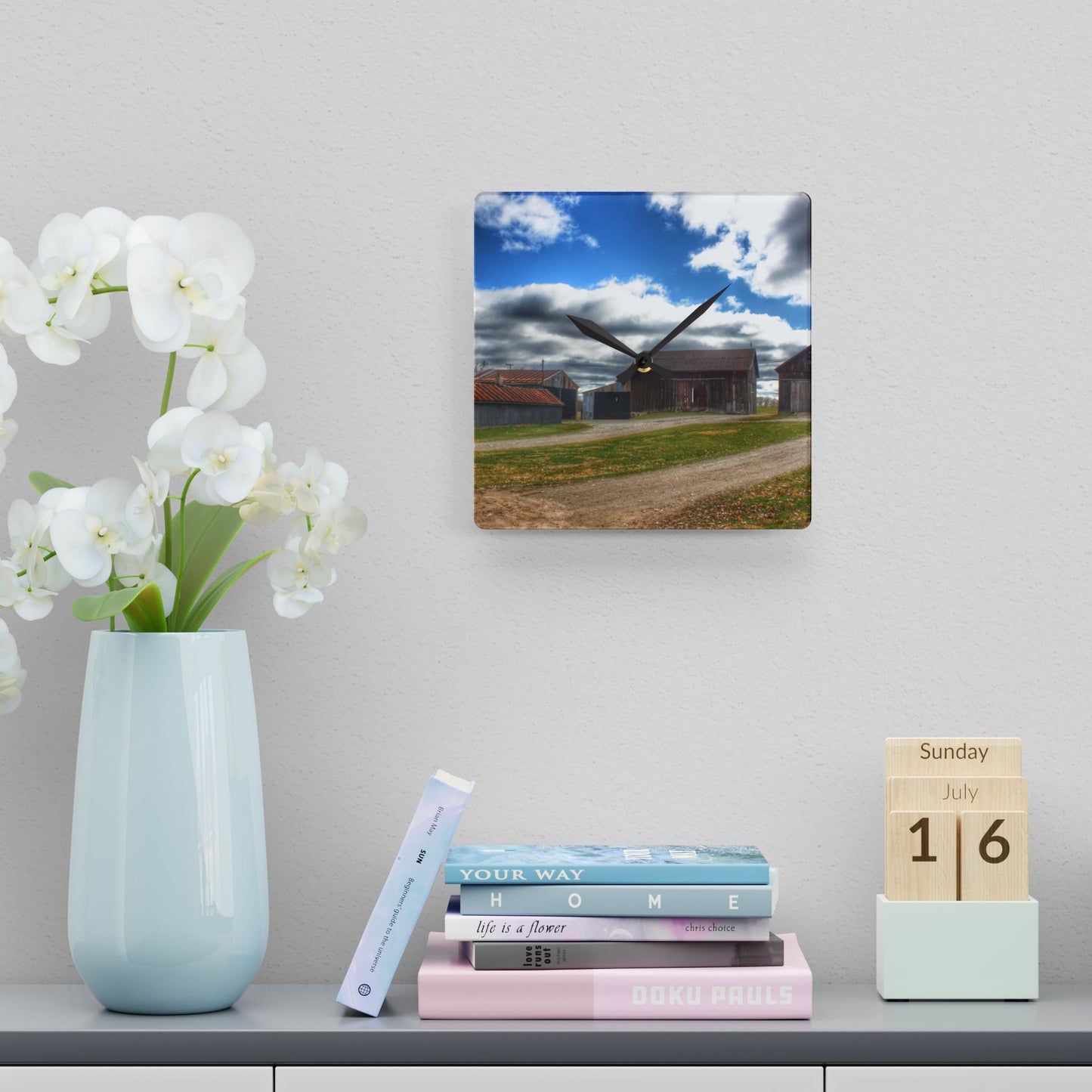 U R There Photography Buckhorn Lake Road Centennial Farm Rustic Farmhouse Acrylic Analog Wall Clock
