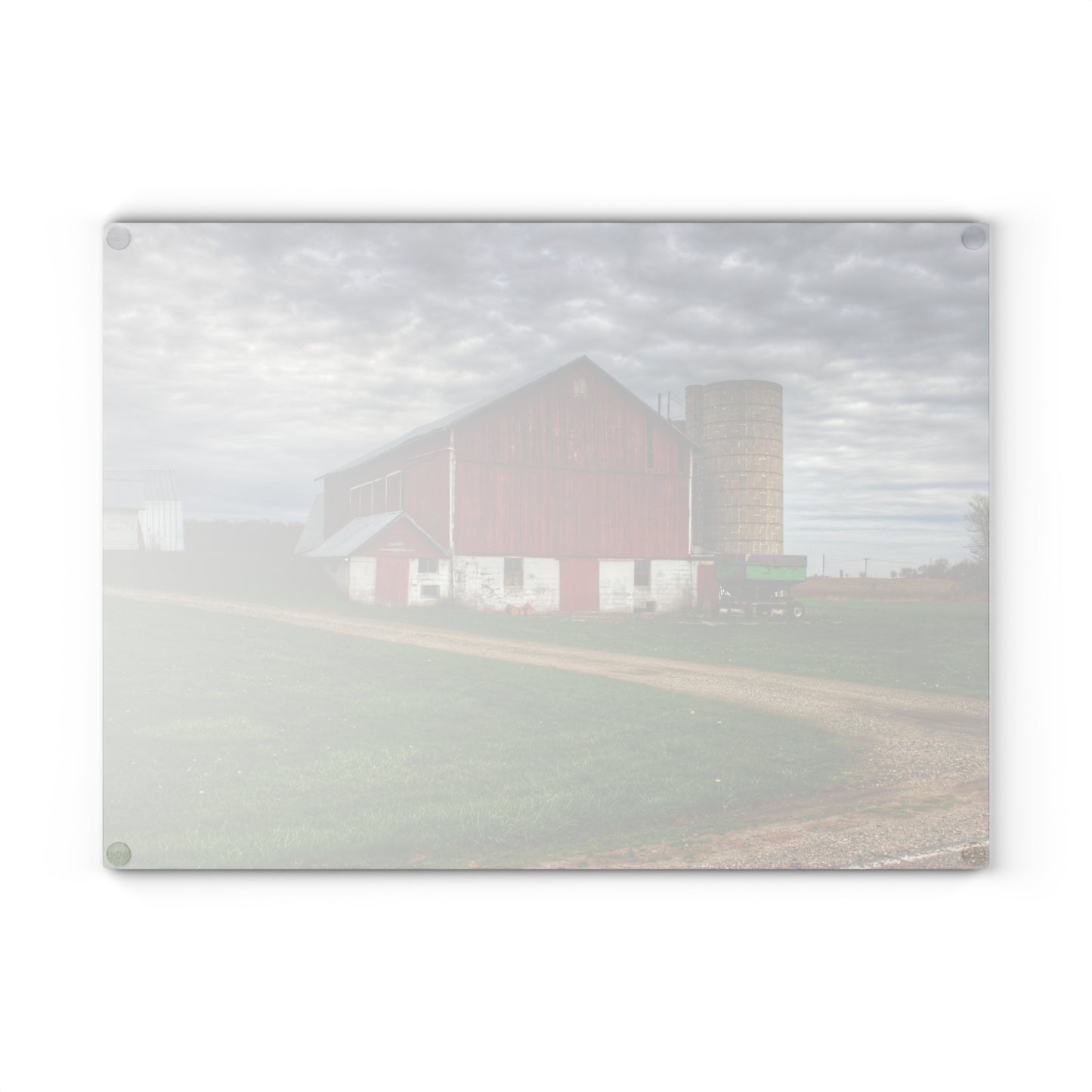 U R There Photography Fostoria Red II Rustic Farmhouse Tempered-Glass Cutting Board
