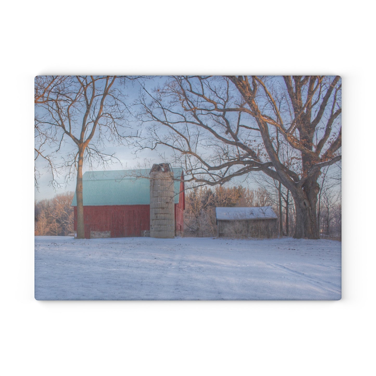 U R There Photography Webster Road Red I Rustic Farmhouse Tempered-Glass Cutting Board