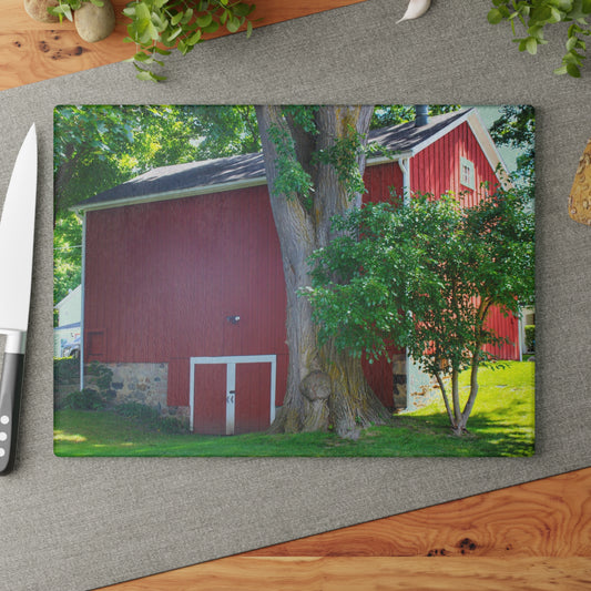U R There Photography Court Street City Red Rustic Farmhouse Tempered-Glass Cutting Board