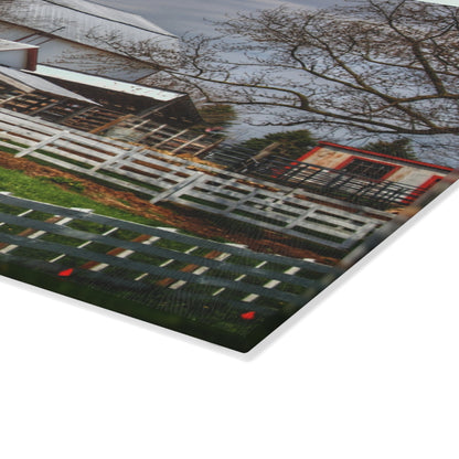 U R There Photography Henderson Whites Rustic Farmhouse Tempered-Glass Cutting Board