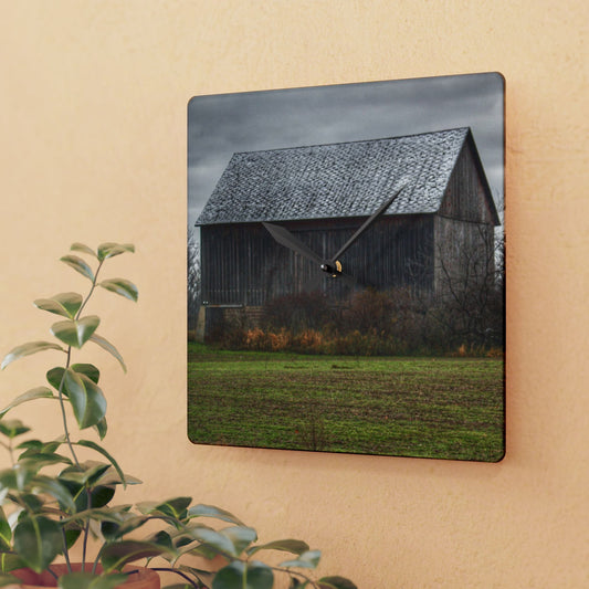 U R There Photography Brown City Road Grey Rustic Farmhouse Acrylic Analog Wall Clock