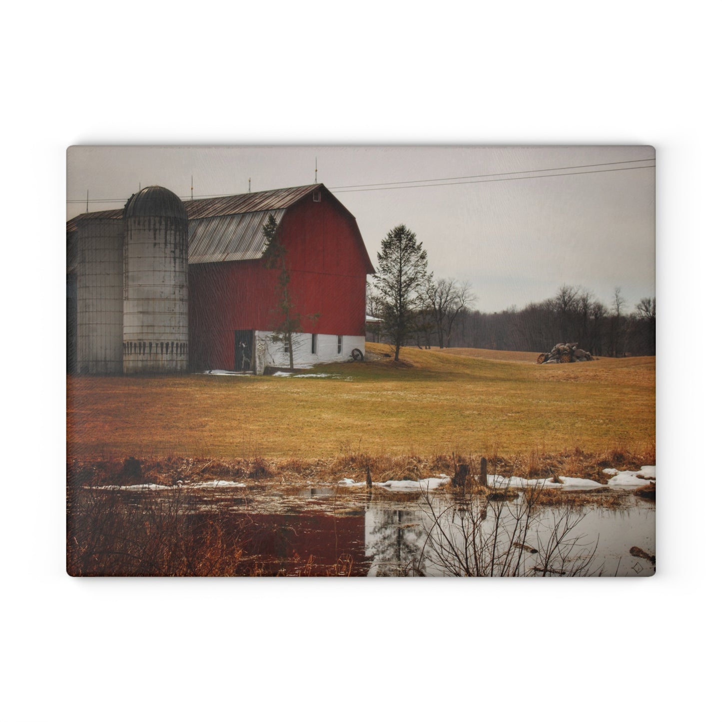 U R There Photography Havenss Road Red Rustic Farmhouse Tempered-Glass Cutting Board