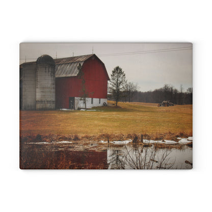 U R There Photography Havenss Road Red Rustic Farmhouse Tempered-Glass Cutting Board