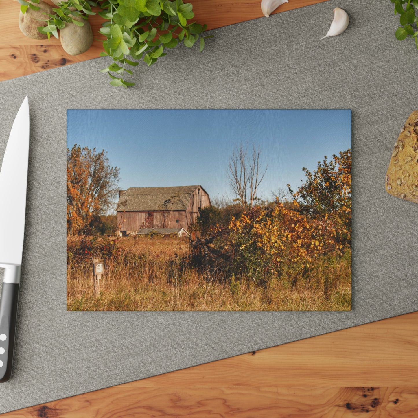 U R There Photography Clothier Road Red I Rustic Farmhouse Tempered-Glass Cutting Board