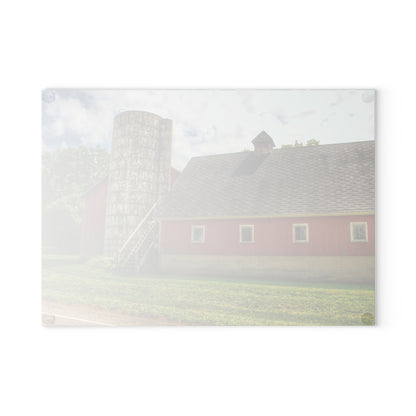 U R There Photography Metamora Red Silo Rustic Farmhouse Tempered-Glass Cutting Board